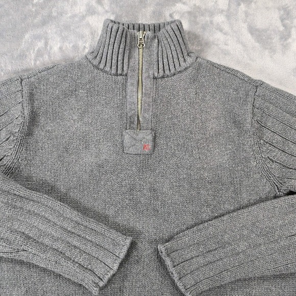 Polo Jeans Co Ralph Lauren 1/4 Zip Pullover Mens M Gray Knit Casual Sweater - Picture 2 of 9